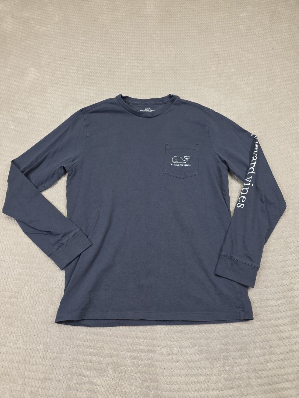 Vineyard Vines Shirt Boys Large 16 Blue Pocket Long Sleeve